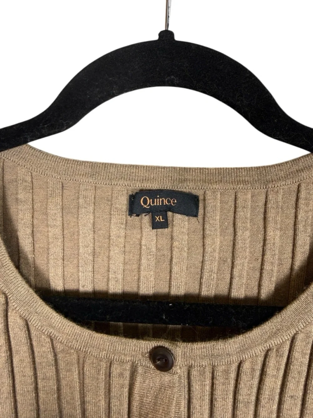 Quince Women's Eco-Knit Cropped Rib Cardigan Warm Taupe Sz XL - Picture 4 of 6